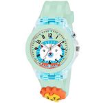 Shocknshop Nylon Led Luminous Child Kids Children Cute Cartoon Multi Color Lights Analogue Watch For Girls (Lion Green Colored Dial & Strap) -W327