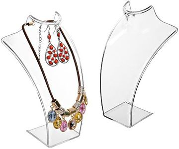 8-Inch Clear Acrylic Necklace & Earring Jewelry 3D Bust Display Stand Set of 2