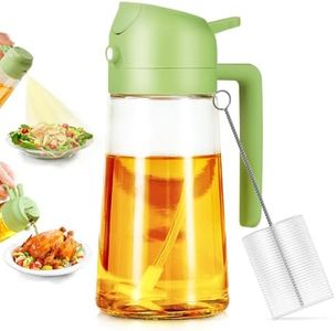 Showvigor 470ml/ 16oz Olive Oil Spray Bottle with Pourer, Olive Oil Dispenser, 2 in 1 Oil Sprayer for Cooking,Food-grade Oil Dispenser and Oil Sprayer for Kitchen, Salad, Frying, BBQ (Green)