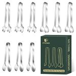 9 PCS Mini Serving Tongs,Stainless Steel Small Serving Utensils, Kitchen Tongs Food Tongs Small Kitchen Tongs forServing Food,Ice Cube,fruits,Sugar (4.8" Appetizer Tongs)