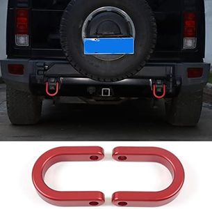 Qiosreui Rear Tow Towing Hook Replacement for Hummer H2 2003-2009, Auto Trailer Ring, Car Rear Bumper Trailer Tow Hook Replacement Kit, Aluminum Alloy (Red)