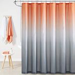 KGORGE Ombre Shower Curtain - Gradient Color Shower Curtains Liner for Bathroom Tub Camper Spa Washable Decorative, 72 x 72 inch with Hooks, Orange and Grey