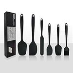 Silicone Spatula,Spatula Silicone 6 Piece Non Stick Cooking Utensils Set,Non-Scratch Heat Resistant,Stainless Steel Core,Great Grips Spatulas for Cooking,Baking and Mixing (Black)