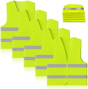 WinGluge 5 Piezas Chaleco Reflectante de Seguridad, Auto Chaleco de Seguridad Amarillo Fluorescente de Alta Visibilidad, Chalecos de Advertencia Tamaño XXL, para Correr Conductor Limpiadores Motos