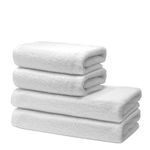 Set of 4 Pieces Bath Towels - 2 Bath Towels 70x140cm + 2 Hand Towels 50x100cm - Premium 100% Turkish Cotton Towel - 500 GSM - Very Soft & Absorbent - Oeko-TEX Certified - Ôhm - White