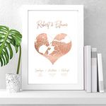 Personalised foil printed map engagement | wedding | anniversary gift print in copper, gold or silver, any city or town and text