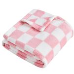 Yurhap Checkered Baby Blanket for Girls Pink Fleece Baby Blankets for Girls Boys, Warmer Comfort Lightweight Bed Blanket for Toddlers Infants or Newborn, 30''x40'', Pink