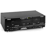 Pyle Home Digital Tuner Dual Cassette Deck | Media Player | Music Recording Device with RCA Cables | Switchable Rack Mounting Hardware | CrO2 Tape Selector | Included 3 Digit Tape Counter - 110V/220V