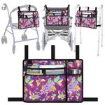 supregear Accessories Bag for Walker, Wheelchair, Rollator for Seniors, w/Cup Holder-Folding Walker Basket Large Capacity Waterproof Walker Caddy Pouch, Purple Butterfly