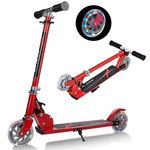 GYMAX Kids Stunt Scooter, Folding Kick Push Scooter with 2 Flashing Wheels and Adjustable T-bar, Perfect as a Gift for 4-13 Years Boys Girls