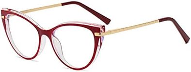 LJCZKA Blue Light Blocking Glasses Women Anti Eye satrain Computer Cat eye Eyeglasses Cateye Clear Frame (Red)