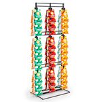 Chip Rack Display Stand, 3-Row with 60 Clips Retail Display Snack Candy Potato Chips Bag Holder for Party, Counter, Concession Stand