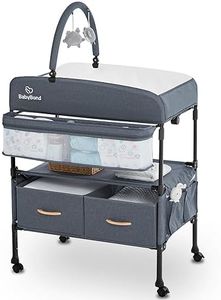 Portable Baby Changing Table with 2 Storage Baskets, BabyBond Foldable Changing Table Dresser Waterproof Diaper Changing Table Height Adjustable Changing Station for Infant and Newborn(Grey)