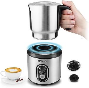 Milk Frother Machine, 4-in-1 Detachable Stainless Steel Hot & Cold Electric Milk Warmer and Foam Maker with Smart Touch Control and Dishwasher Safe for Latte/Macchiato/Cappuccino/Milk Heating