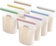 Nuliie 7 Pcs Reusable Silicone Breastmilk Storage Bags, 12oz/360ml Double Leak-Proof Breastmilk Freezer Bags, BPA Free Self-Standing Milk Bags for Breastfeeding, Baby Food Pouches