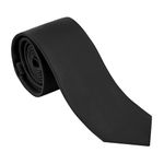 JUNMEISI Men's Ties Solid Pure Color 2.35" (6CM) Plain Slim Necktie Skinny Black Ties For Men, Black, Medium