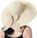 BABAHU Women Foldable Floppy Wide Brim Straw Sun Hat Summer Beach Hat UV UPF 50+