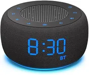 BUFFBEE Bluetooth Speaker Alarm Clock with FM Radio - High Fidelity Sound, Full Range Dimmer, Plugged in Alarm Clock Radio for Bedroom