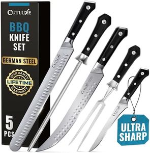 Cutluxe 5-Piece Butcher Knife Set – Slicing Carving Knife Set for Meat Cutting, Ultra Sharp German Steel, Full Tang, Ergonomic Handles – Artisan Series