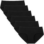 INNERSY Knickers Women Soft Cotton Underwear Ladies Full Briefs Black Panties Pack of 6 (10, Black)