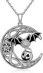 Halloween Pentagram Pumpkin Bat Necklace Celtic Knot Moon Pendant Jewelry Black Necklace S925 Sterling Silver Charm Gothic Necklaces for Women Christmas