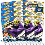 Hot Wheels Imagine Ink Coloring Book Set for Kids - 12 Pack No-Mess Magic Ink Hot Wheels Race Car Coloring Books with Rex-Man Stickers and Door Hanger (Hot Wheels Party Supplies Party Favors Bundle)