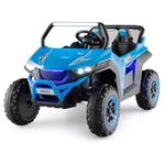 COSTWAY 12V Kids Electric Ride On UTV, 2-Seater Battery Powered Truck with Remote Control, Bluetooth, LED Light, Music, MP3/USB/FM, 4 Spring Suspension Wheels Vehicle Toy for Children (Blue)