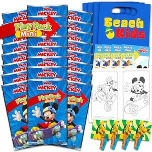 Disney Mickey Mouse Birthday Party Favors Set - Bundle with 24 Mickey Play Packs | Mini Coloring Books, Stickers, and More for Goodie Bags (Mickey Mouse Party Supplies)