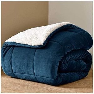 VICEROY BEDDING SHERPA FLEECE Heavy Weighted Blankets for Adults - Double Sided - Plush Velvet Front with Super Soft Warm Sherpa Reverse (Navy, Single Size - 102cm x155cm - 5.7kg (12.5lb)