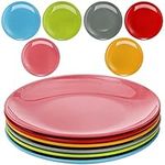 Peohud 6 Pack Melamine Plates, 11 Inches 100% Melamine Dinner Plates, Flat Bottom Dinnerware Dishes for Daily Indoor Outdoor Use, Dishwasher Safe, Break-resistant, MultiColor