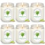 Citronella Candles Outdoors Large 6.3oz*6, Scented Jar Candles Set, 270 Hours Long Burning, 100% Natural Soy Wax Candles for Outdoors/Indoors/Garden/Camping/Travelhome, Gifts for Her