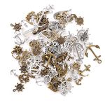 HERZWILD 100 g Anchor Charm Pendant Vintage Rudder Compass Charms Steampunk for Jewellery Making Accessories Antique Charm Necklace Bracelet Pendant DIY Accessories (mix-chuanmao)