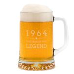 Dust and Things Engraved Tankard - 1964 Year of The Legend Design - 60th Birthday Gifts for Men Him - 20oz Glass Stein