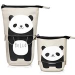 CHILLSILA Standing Pencil Case, Cute Panda Pen Holder, Retractable Telescopic Pen Pouch, Pop Up Pencil Bag, Portable Multifunctional Makeup Bag Stationery Organizer for School Office