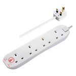 Masterplug SRG44N Four Socket Power Surge Protected Extension Lead, 4 Metres, 25 x 5.5 x 3 cm, White