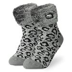 CityComfort Slipper Socks Women Teenagers - Fluffy Socks Non Slip Warm Fleece One Size Lounge Wear - Gifts for Women (Silver)