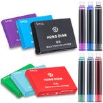 Asvine 30 PCS Hongdian Fountain Pen Ink Cartridges 6 Colors Set（ Black, Blue, Green, Red, Purple, Light Blue, 3.4mm Bore Diameter