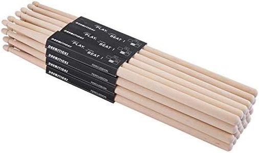 Suwimut 12 Pairs 5A Drumsticks, Classic Maple Wood Drum Sticks for Kids and Adults, Oval Wood Tip Drum Sticks Set for Jazz Drum Electronic Drums Musical Instrument Percussion