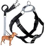 2 Hounds Design Freedom No Pull Dog Harness | Adjustable Gentle Comfortable Control for Easy Dog Walking |for Small Medium and Large Dogs | Made in USA | Leash Included | 1" LG Black