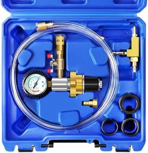 JIFETOR Cooling System Vacuum Purge Radiator Coolant Refill Tool Kit, Automotive Water Tank Pneumatic Vacuum Antifreeze Change Filler Set, with 4 Sizes Adapter Case Hose for Car Van SUV Truck