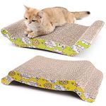 2 Pack Cat Scratcher Cardboard with Catnip, Recycle Corrugated Scratching Pad Reversible Replacement Scratcher Pad Lounge Sofa Bed