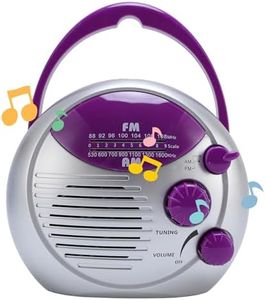 IPX4 Water Proof Shower Radio, Portable AM FM Radio for Bathroom Kitchen Outdoor, Battery Powered FM: 88-108MHz AM: 530-1600KHz