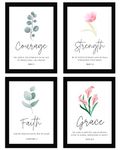 AR Creative Synthetic Courage - Bible Verse Wall Art, Bible Quotes Print With Frame, Home, Office Decor, Bible Quotes Poster (13.6 Inch X 10.2 Inch), (Collarge 20.4 Inch X 27.2 Inch) Set Of 4