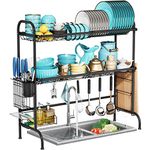 Over The Sink Dish Drying Rack, SEENWUUN Over Sink Dish Rack, Stainless Steel Sink Drying Rack with Utensil Holder Drying Rack Kitchen for Countertop (fit Sink≤32" /81cm)