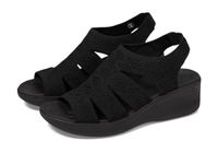 Skechers Women's Pier-lite-Memory Maker Wedge Sandal, Black/Black, 8