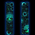 Tiamon 2 Pieces Tree of Life Blacklight Tapestry Banner UV Reactive Trippy Sun Moon Star Galaxy Space Tapestry Aesthetic Black Light Wishing Tree Tapestry Poster for Hippie Wall Bedroom Home Decor