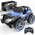 DEERC DE42 Remote Control Racing Cars,1:18 Scale 80 Min Play 2.4Ghz LED Light Auto Mode Off Road RC Trucks with Storage Case,All Terrain SUV Jeep Toys Gifts for Boys Kids Girls Teens,Blue