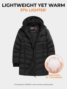 ORORO Women’s Heated Puffer Jacket, Black, Medium