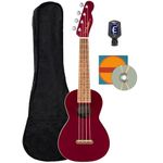 Fender Monterey Concert Ukulele - Cherry Bundle with Gig Bag, Tuner, and Austin Bazaar Instructional DVD