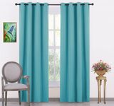 JUPON Thermal Insulated Extra Wide Blackout Curtains Pack of 1pc for Bedroom/Darkening Curtains for Living Room (W54 x 60L - Cyan)